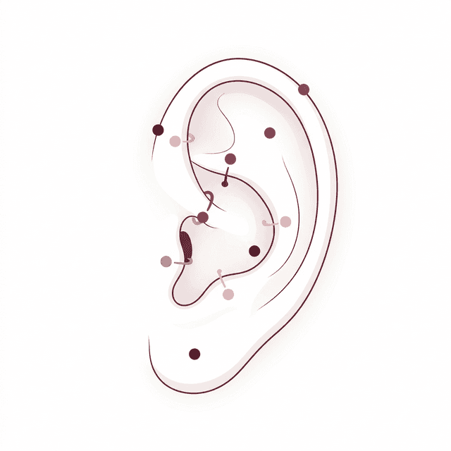 Diagrama anatômico da orelha com localizações de piercings
